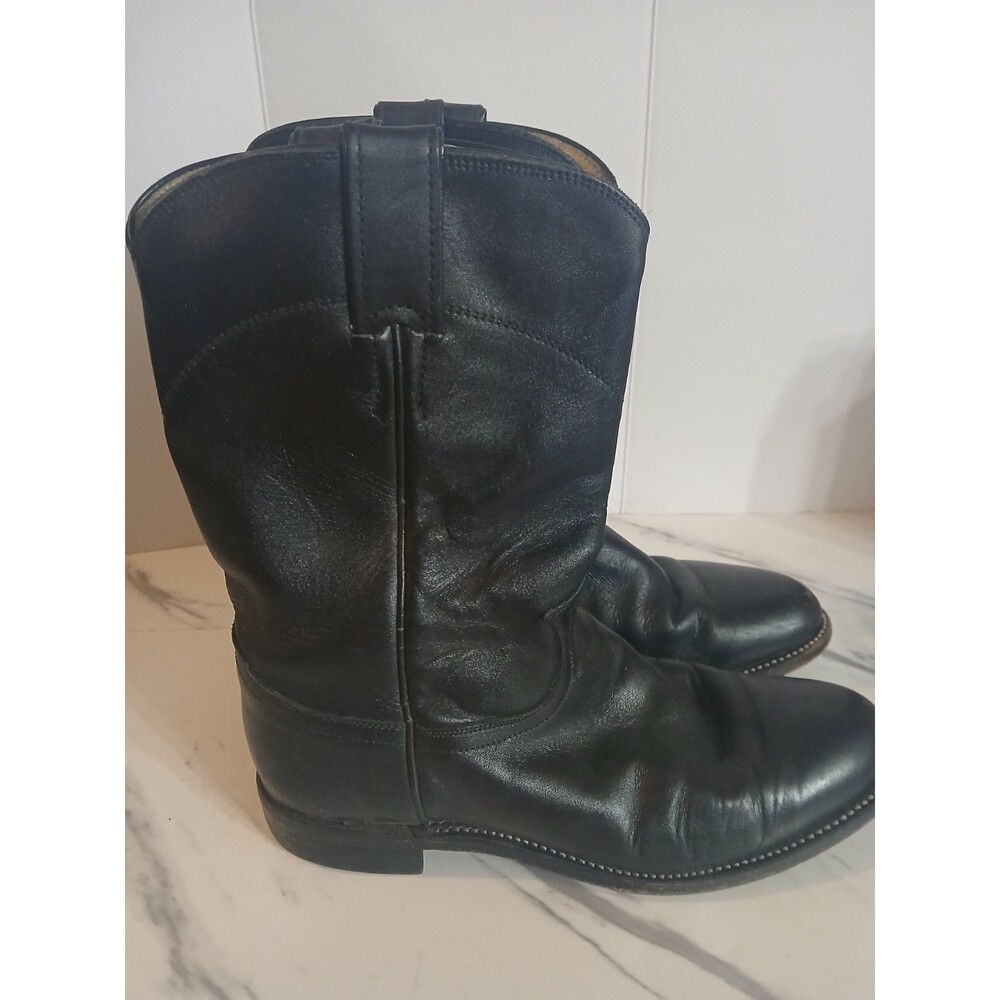 Justin 3703L Cora Women's Classic Ropers Leather Cowboy Boots Black Size 7C - Picture 7 of 12